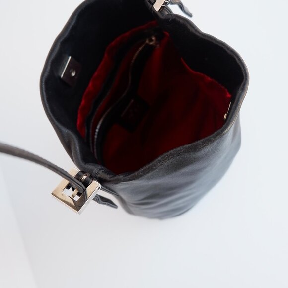 Authentic Preowned Fendi Black Leather FF Logo Bucket Shoulder Bag - Picture 3 of 16